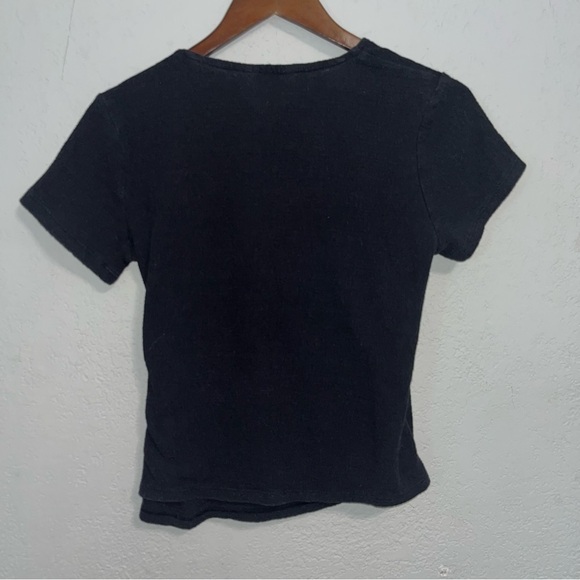 🌻SALE🌻 Women's Time & Tru Black Short Sleeve Wrap Top - Picture 7 of 7